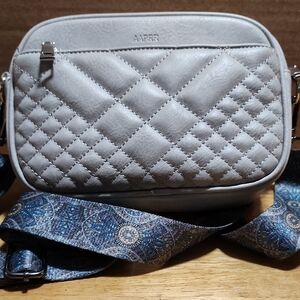 Quilted Crossbody Bag in Light Gray